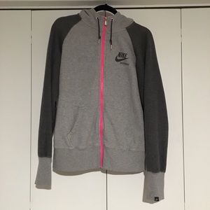 Nike Full Zip Hoodie Grey Hot Pink Womens XL EUC
